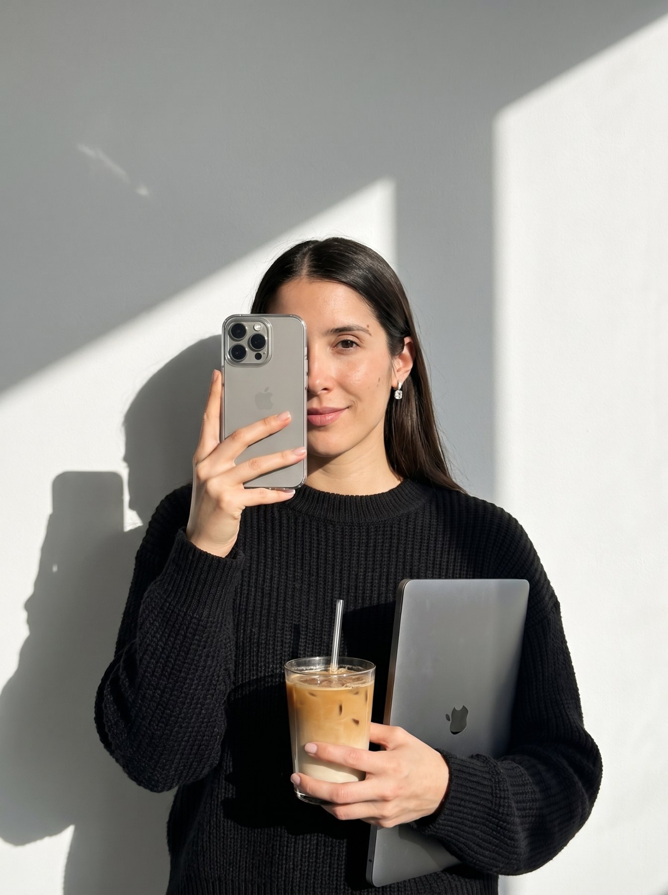 Žana with a laptop and coffee